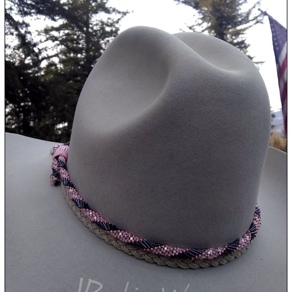 JRW Cowboy Hat Band Black Pink White